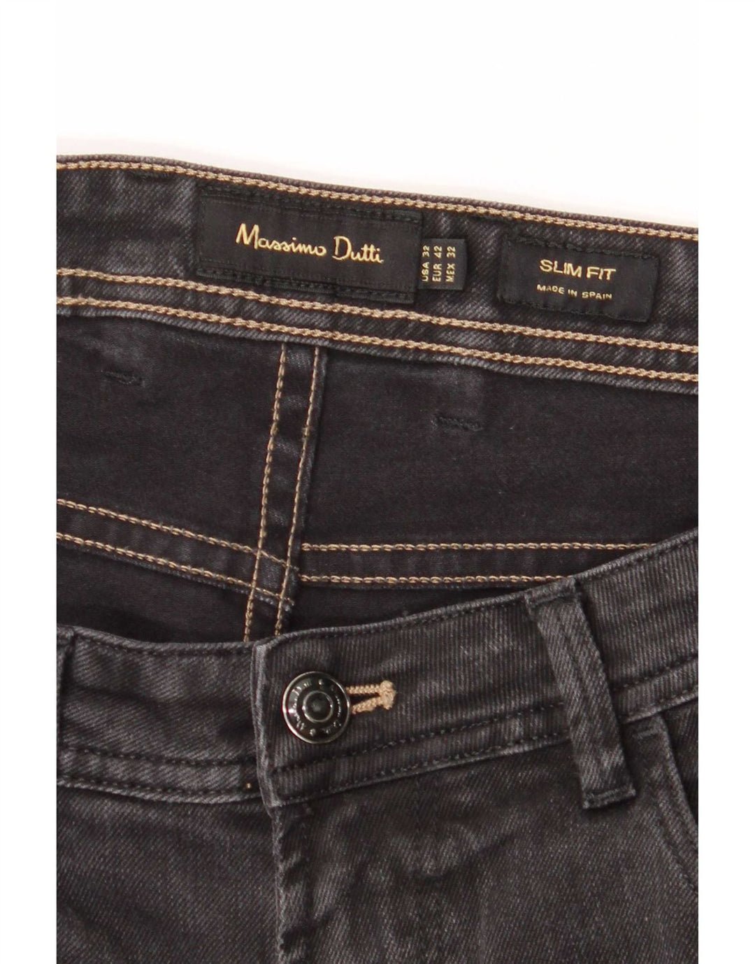 Massimo Dutti Mens Slim Jeans EU 42 Large W32 L30 Grey Cotton
