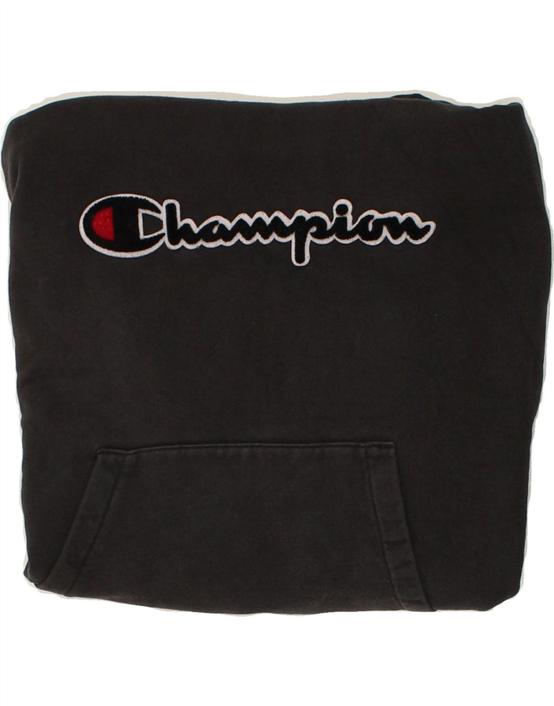 CHAMPION Womens Graphic Hoodie Jumper UK 14 Medium Black Cotton | Vintage Champion | Thrift | Second-Hand Champion | Used Clothing | Messina Hembry 