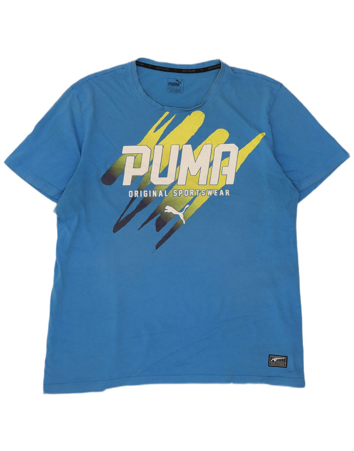 Puma Mens Graphic T-Shirt Top 2XL Blue