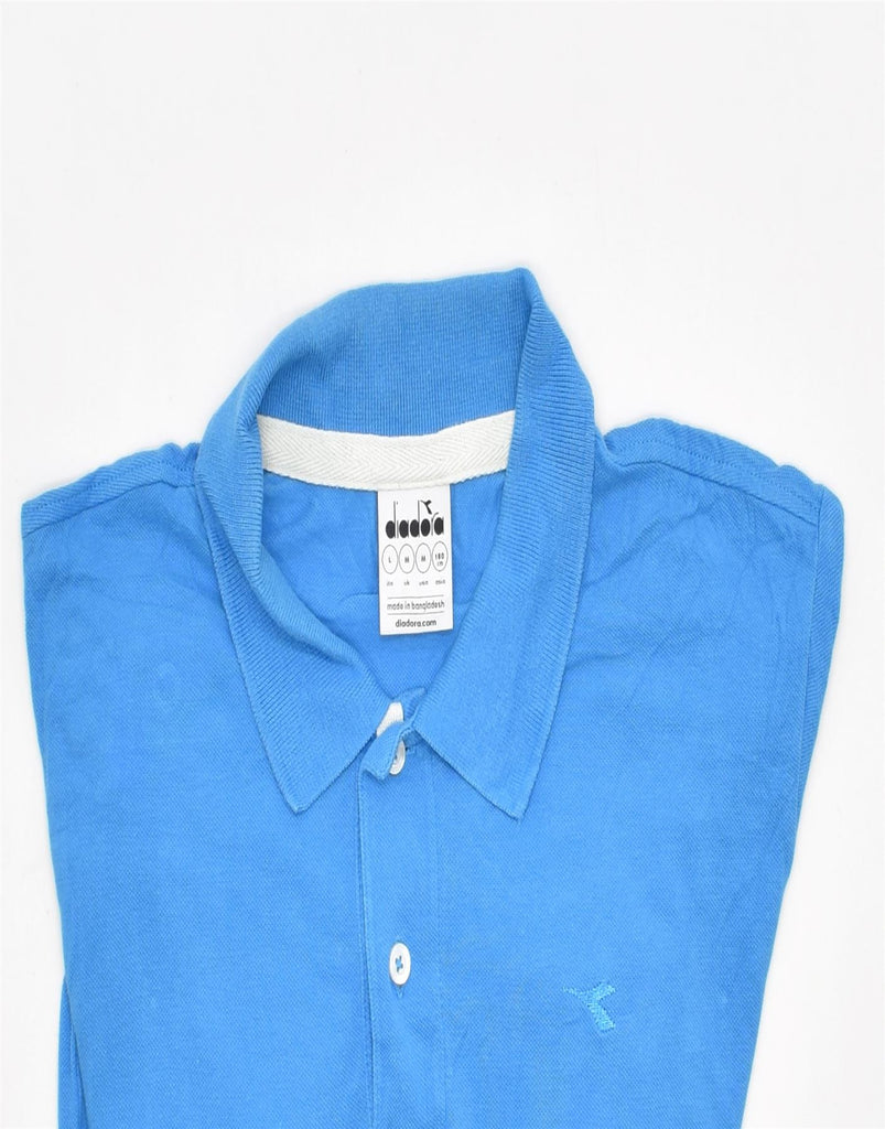 DIADORA Mens Polo Shirt Medium Blue Cotton | Vintage | Thrift | Second-Hand | Used Clothing | Messina Hembry 