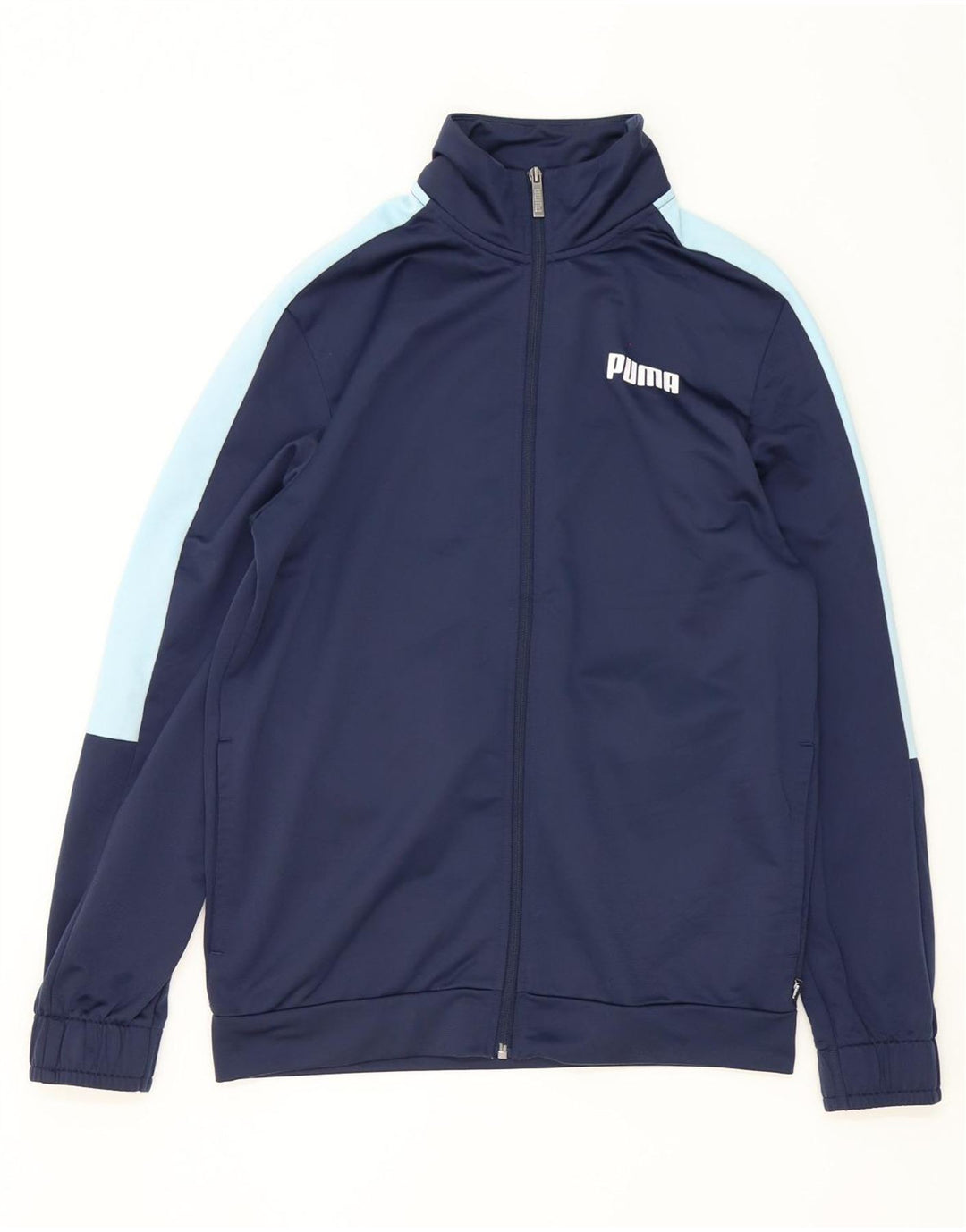 Puma Mens Tracksuit Top Jacket Small Navy Blue Colourblock Polyester
