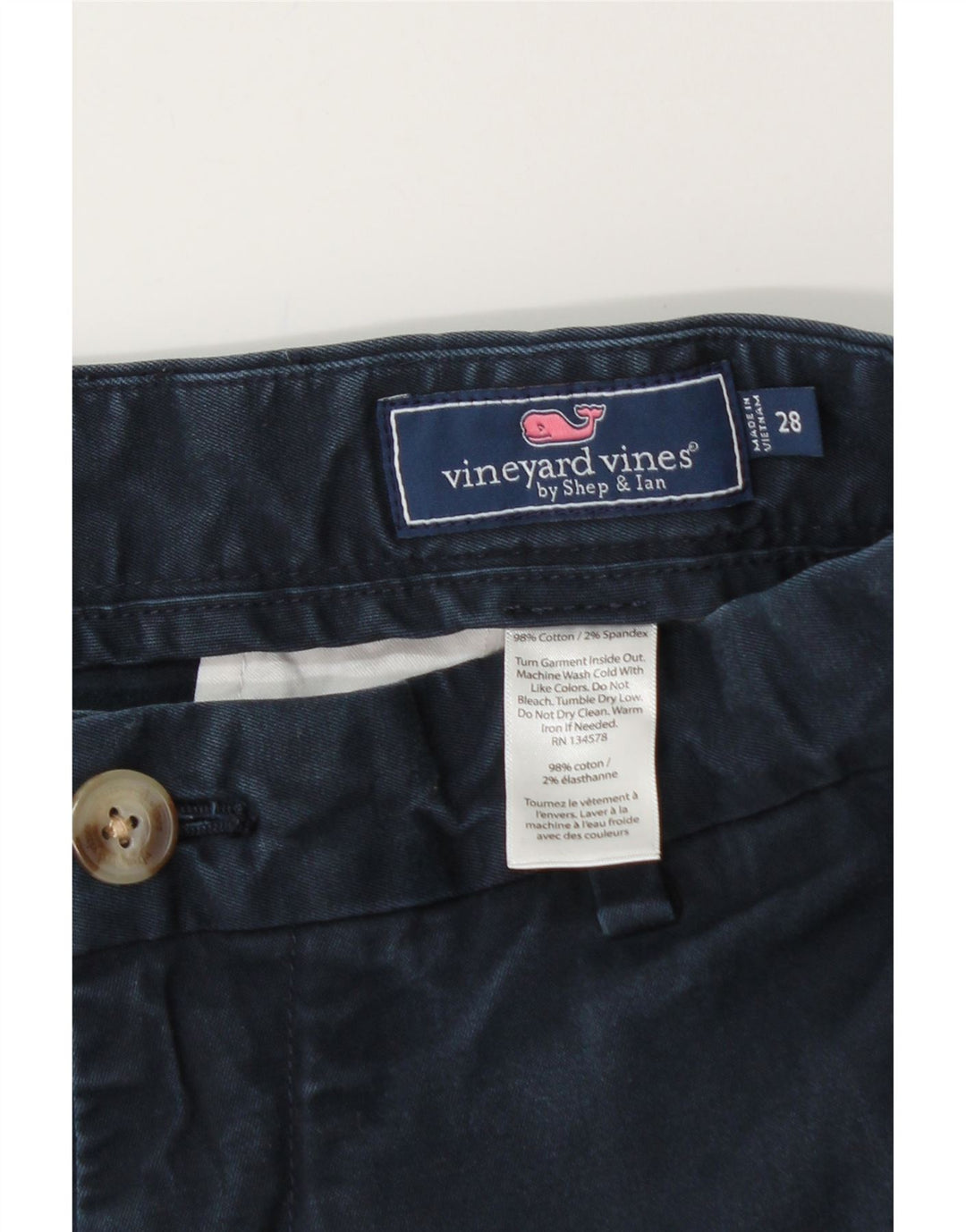 VINEYARD VINES Mens Chino Shorts W28 Small Navy Blue Cotton