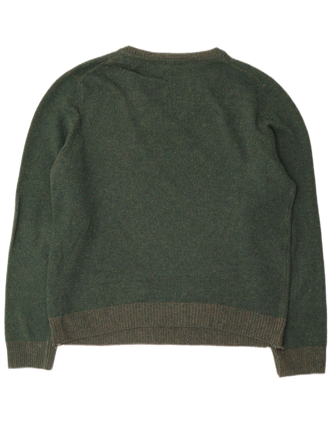 Massimo Dutti Mens V-Neck Jumper Sweater Medium Green Wool