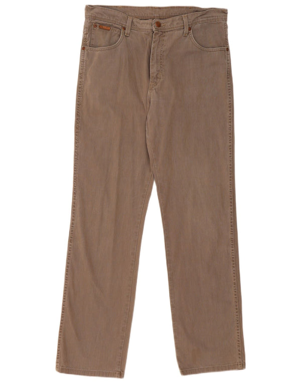 Wrangler Mens Straight Casual Trousers W34 L32 Brown Cotton