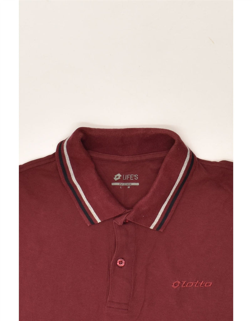 LOTTO Mens Polo Shirt Medium Maroon Cotton | Vintage Lotto | Thrift | Second-Hand Lotto | Used Clothing | Messina Hembry 