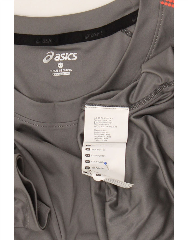 Asics Mens T-Shirt Top XL Grey Geometric Polyester