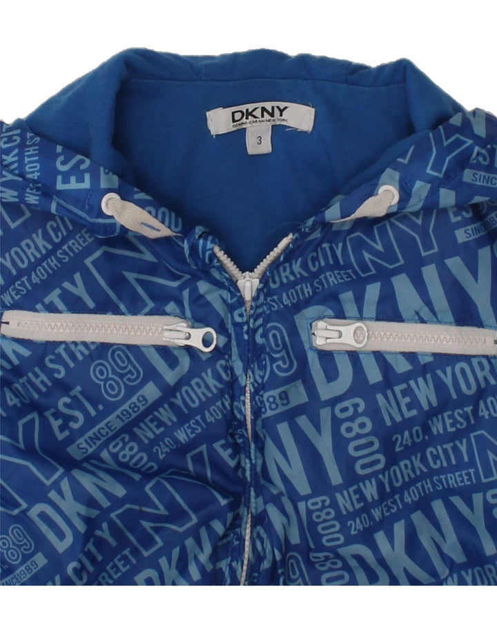 DKNY Boys Hooded Rain Jacket 2-3 Years Blue Polyester | Vintage Dkny | Thrift | Second-Hand Dkny | Used Clothing | Messina Hembry 