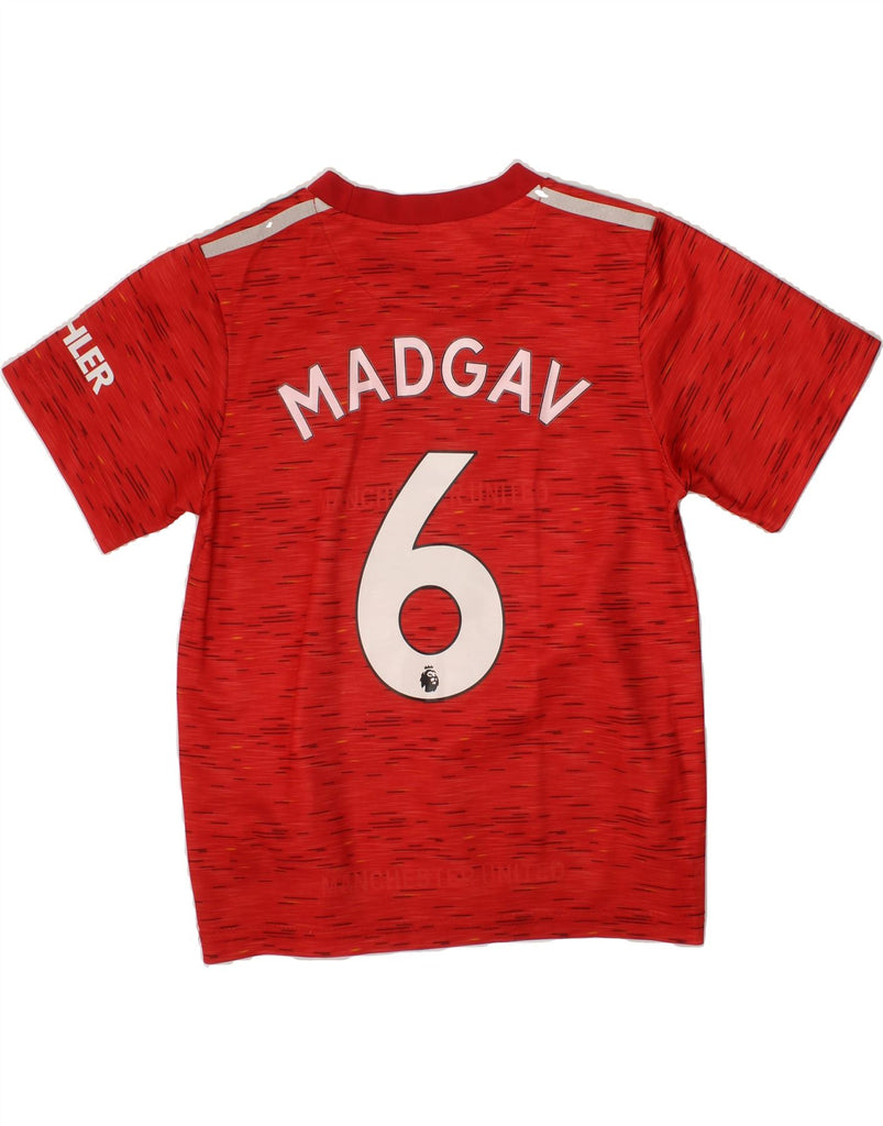 ADIDAS Boys Manchester United T-Shirt Top 7-8 Years Red Spotted Polyester Vintage Adidas and Second-Hand Adidas from Messina Hembry 