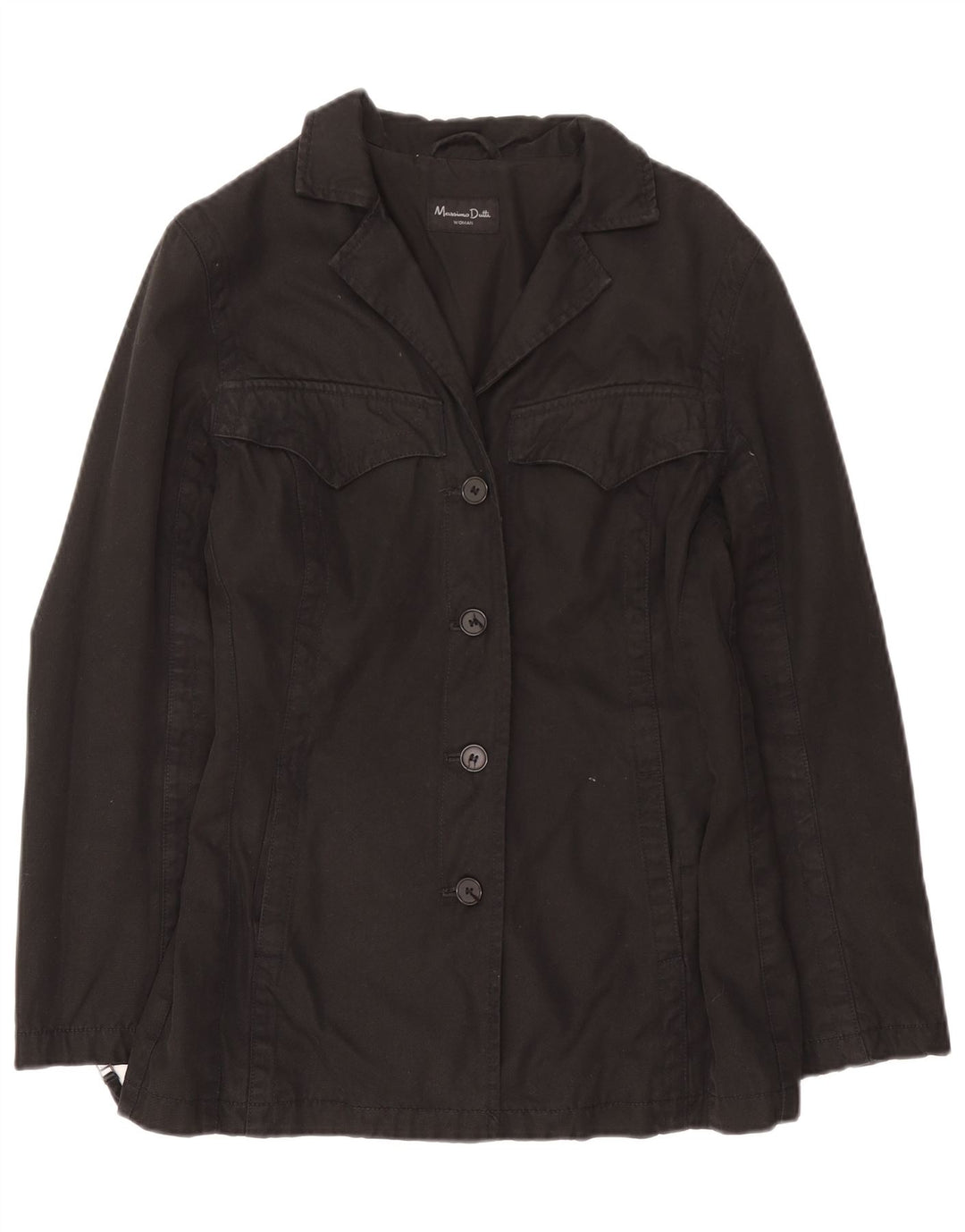 Massimo Dutti Womens Utility Jacket UK 16 Large Black Cotton
