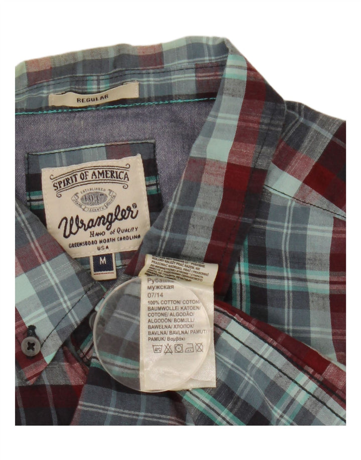 Wrangler Mens Regular Fit Shirt Medium Blue Check Cotton