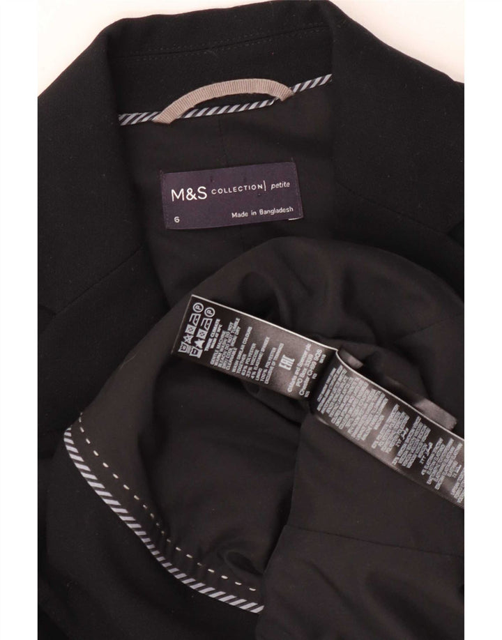 Marks & Spencer Womens 2 Button Blazer Jacket UK 6 XS Black Polyester