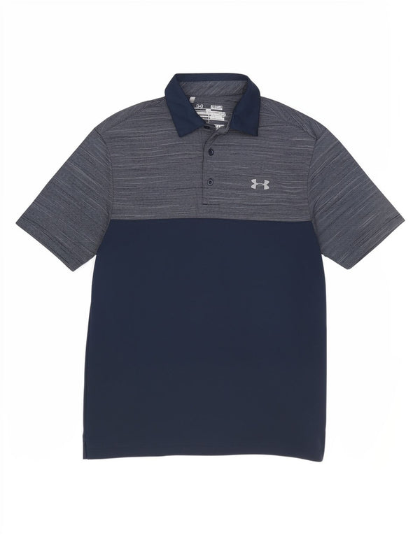 Under Armour Mens Loose Fit Polo Shirt Small Navy Blue Colourblock