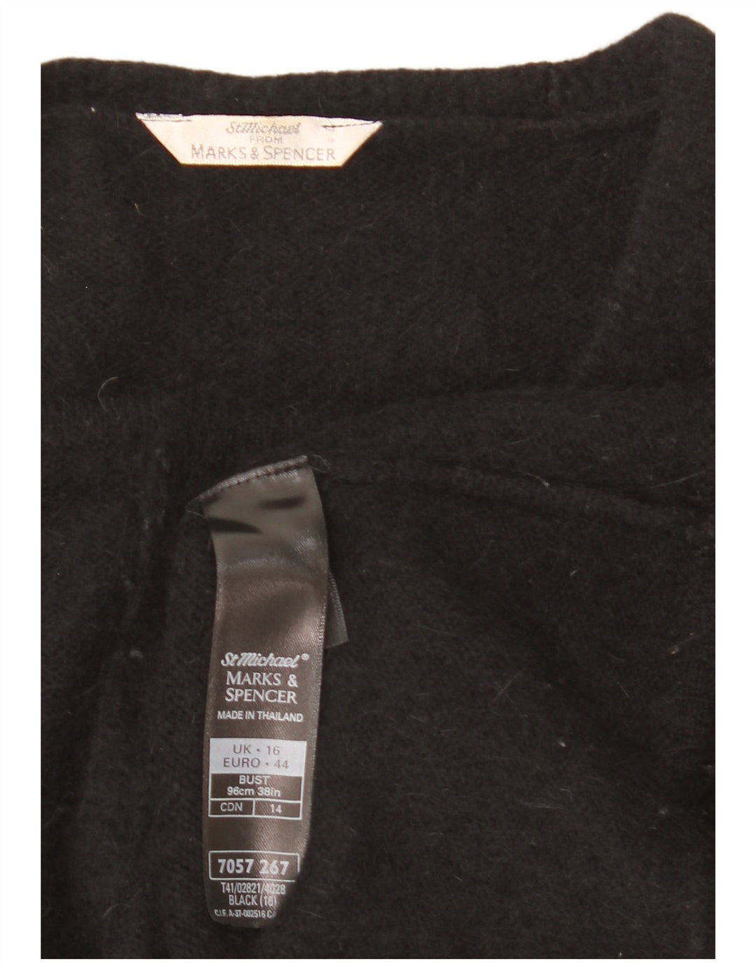 Marks & Spencer Womens Cardigan Sweater UK 16 Large Black Angora