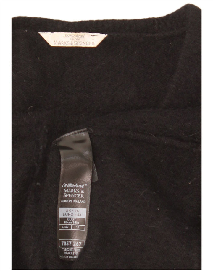 Marks & Spencer Womens Cardigan Sweater UK 16 Large Black Angora