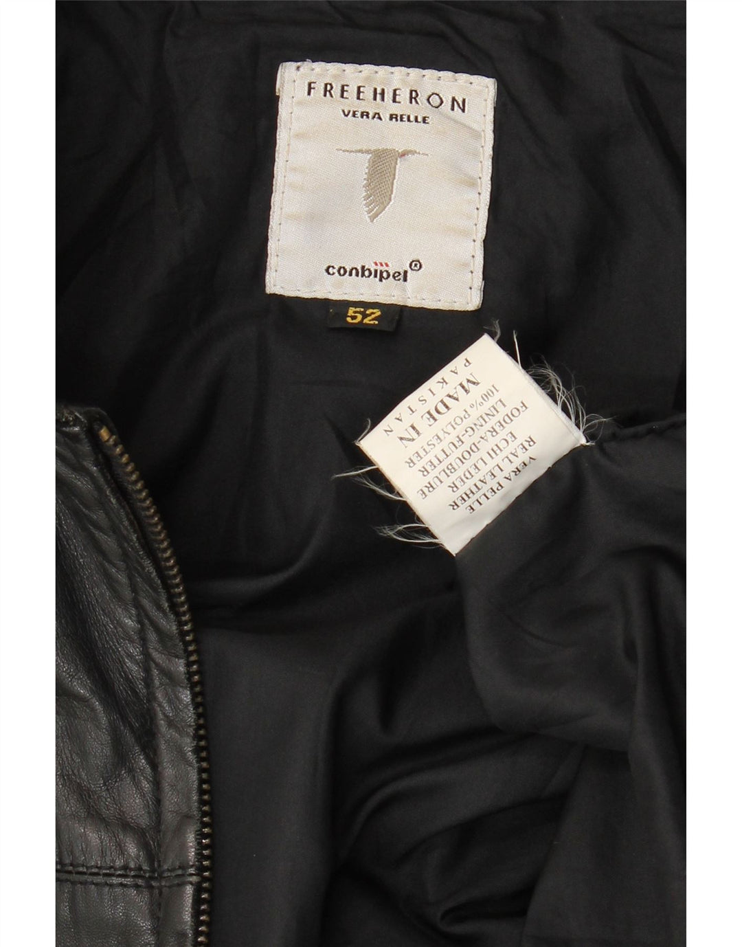 Conbipel Mens Leather Jacket IT 52 Large Black Leather