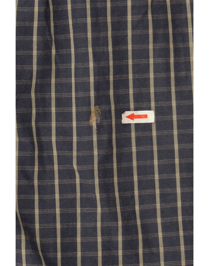 Dickies Mens Short Sleeve Shirt Medium Navy Blue Check Cotton