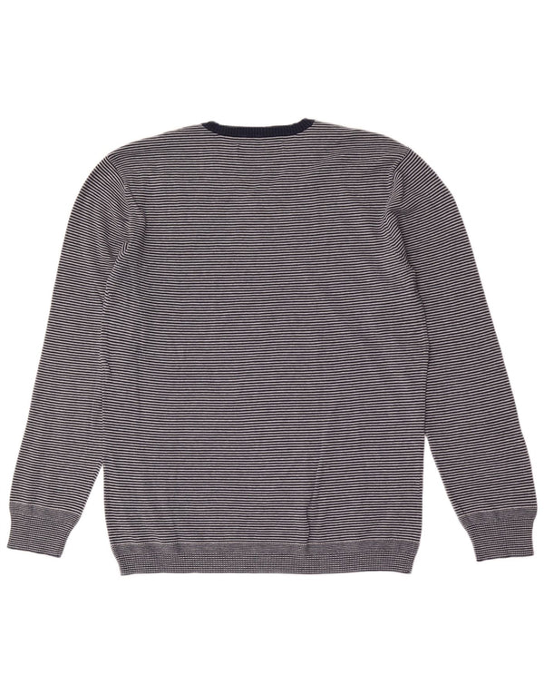 Levi's Mens Slim Fit V-Neck Jumper Sweater XL Navy Blue Striped