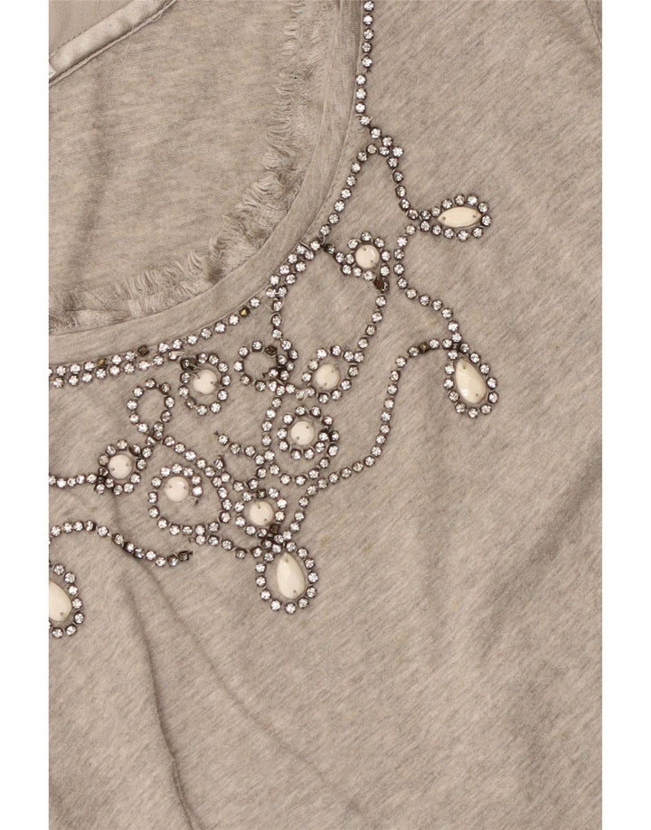 LIU JO Womens Top Long Sleeve UK 10 Small Grey