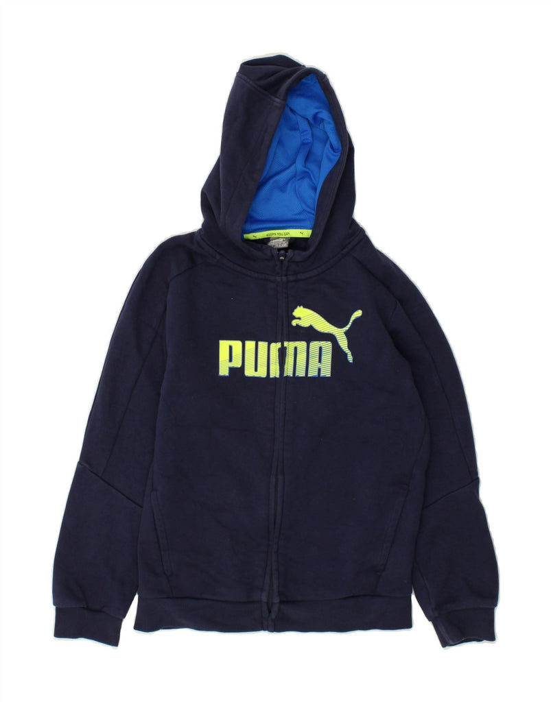 PUMA Boys Graphic Zip Hoodie Sweater 11-12 Years Navy Blue | Vintage Puma | Thrift | Second-Hand Puma | Used Clothing | Messina Hembry 