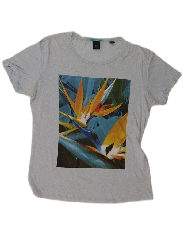 Scotch & Soda Mens Graphic T-Shirt Top Large Blue Flecked Cotton