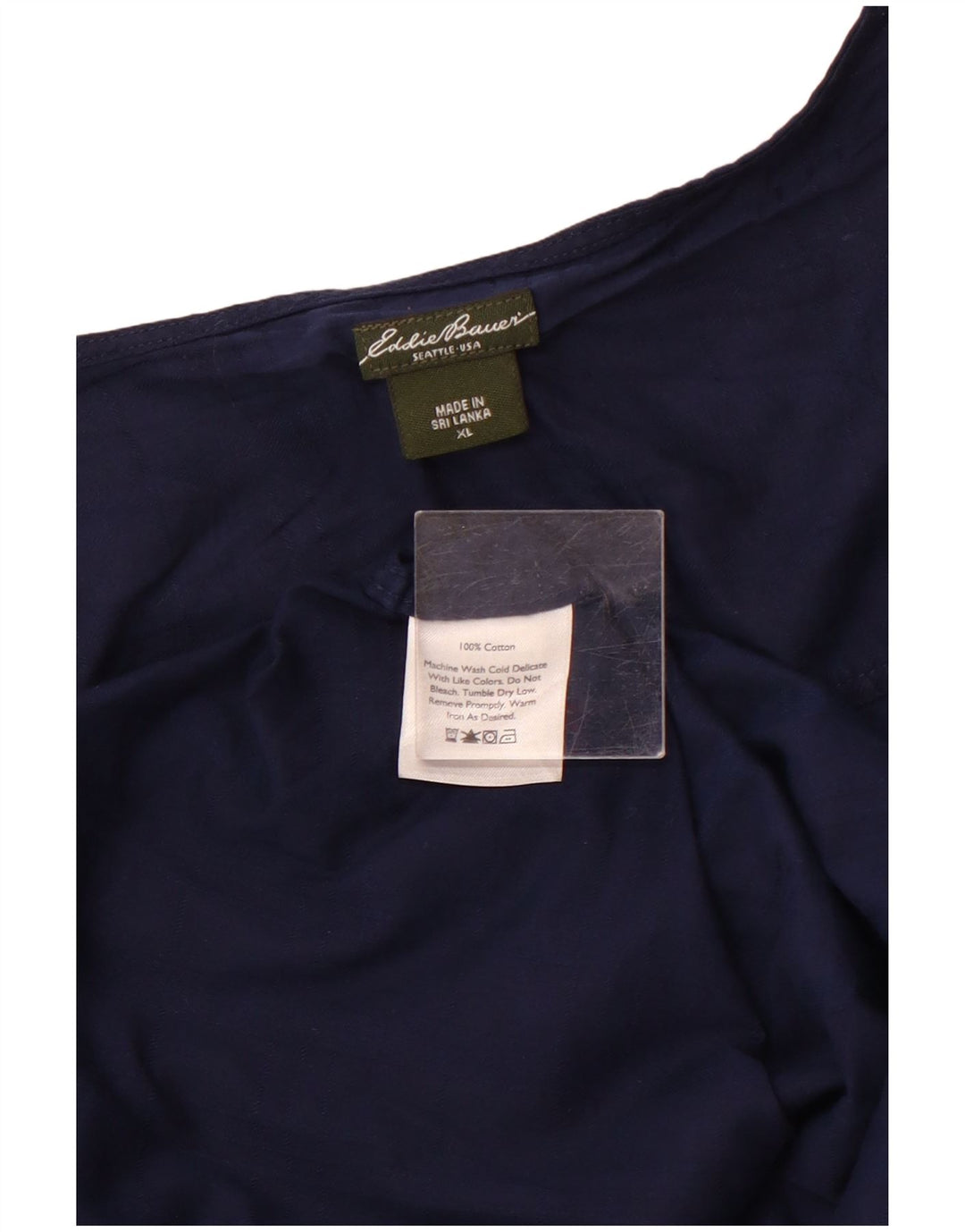 EDDIE BAUER Womens 3/4 Sleeve Blouse Top UK 18 XL Navy Blue Cotton