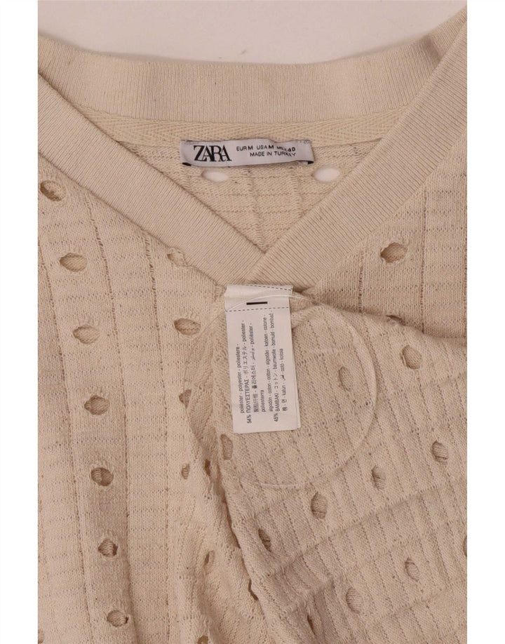 Zara Womens Vest Top UK 14 Medium Beige Polyester