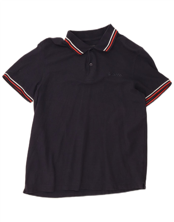 Lotto Mens Polo Shirt Medium Navy Blue Cotton
