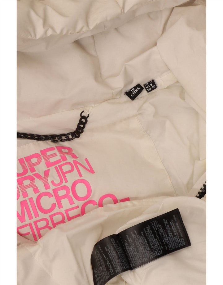 Superdry Womens Hooded Padded Jacket UK 12 Medium White Polyester