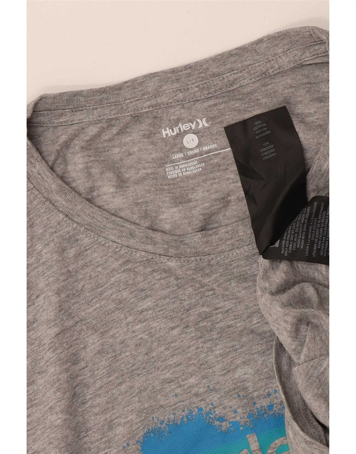 Hurley Mens Graphic T-Shirt Top Large Grey Cotton