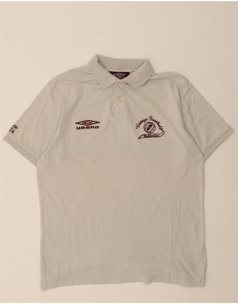 UMBRO Mens Graphic Polo Shirt Large White Cotton Vintage Umbro and Second-Hand Umbro from Messina Hembry 