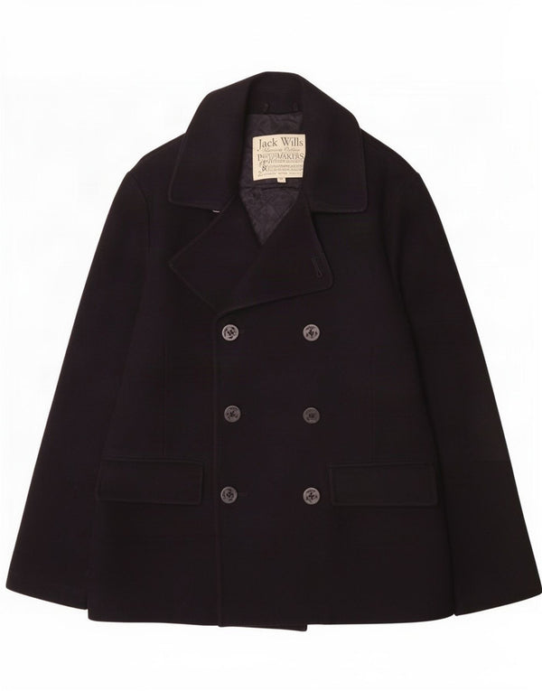 Jack Wills Mens Pea Coat UK 38 Medium Navy Blue Wool