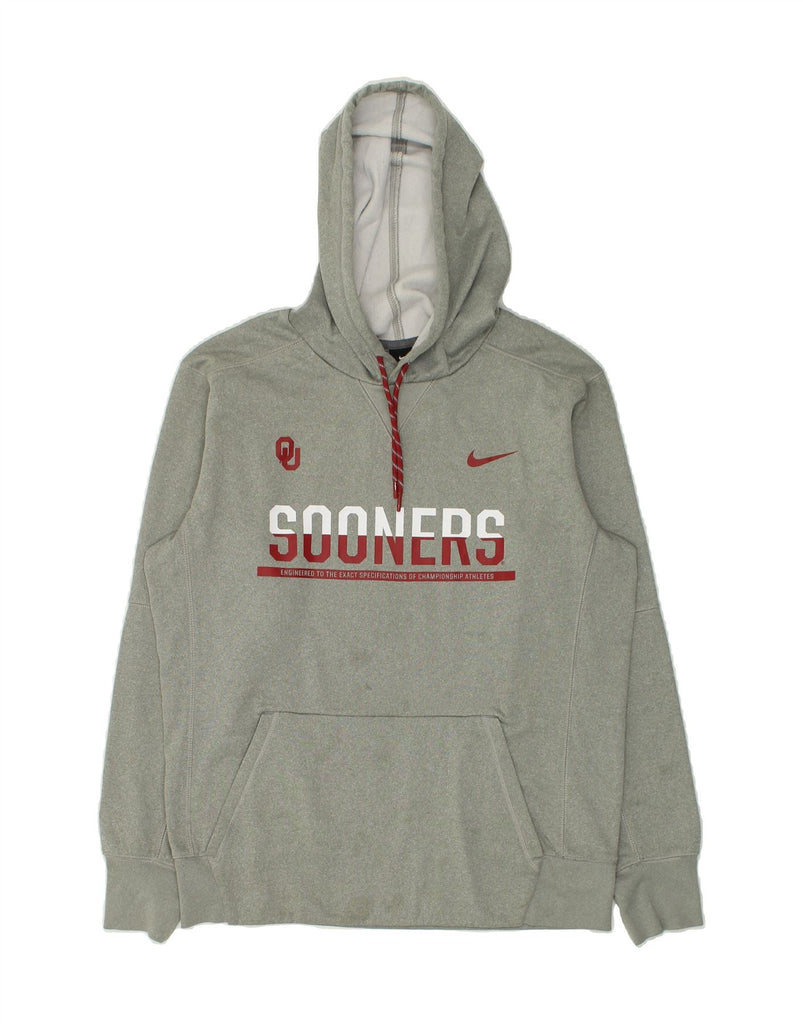 NIKE Mens Sooners Graphic Hoodie Jumper Medium Grey Polyester | Vintage Nike | Thrift | Second-Hand Nike | Used Clothing | Messina Hembry 