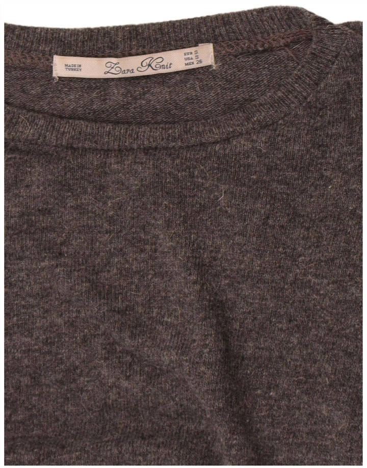 Zara Womens Crop Oversized Boat Neck Jumper Sweater UK 10 Small Grey