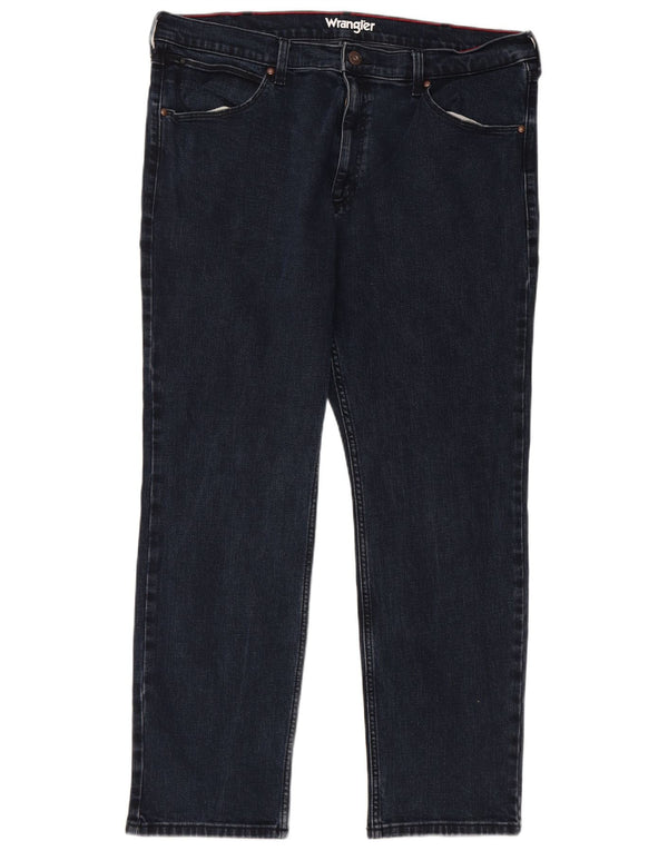 Wrangler Mens Regular Straight Jeans W38 L30 Navy Blue Cotton