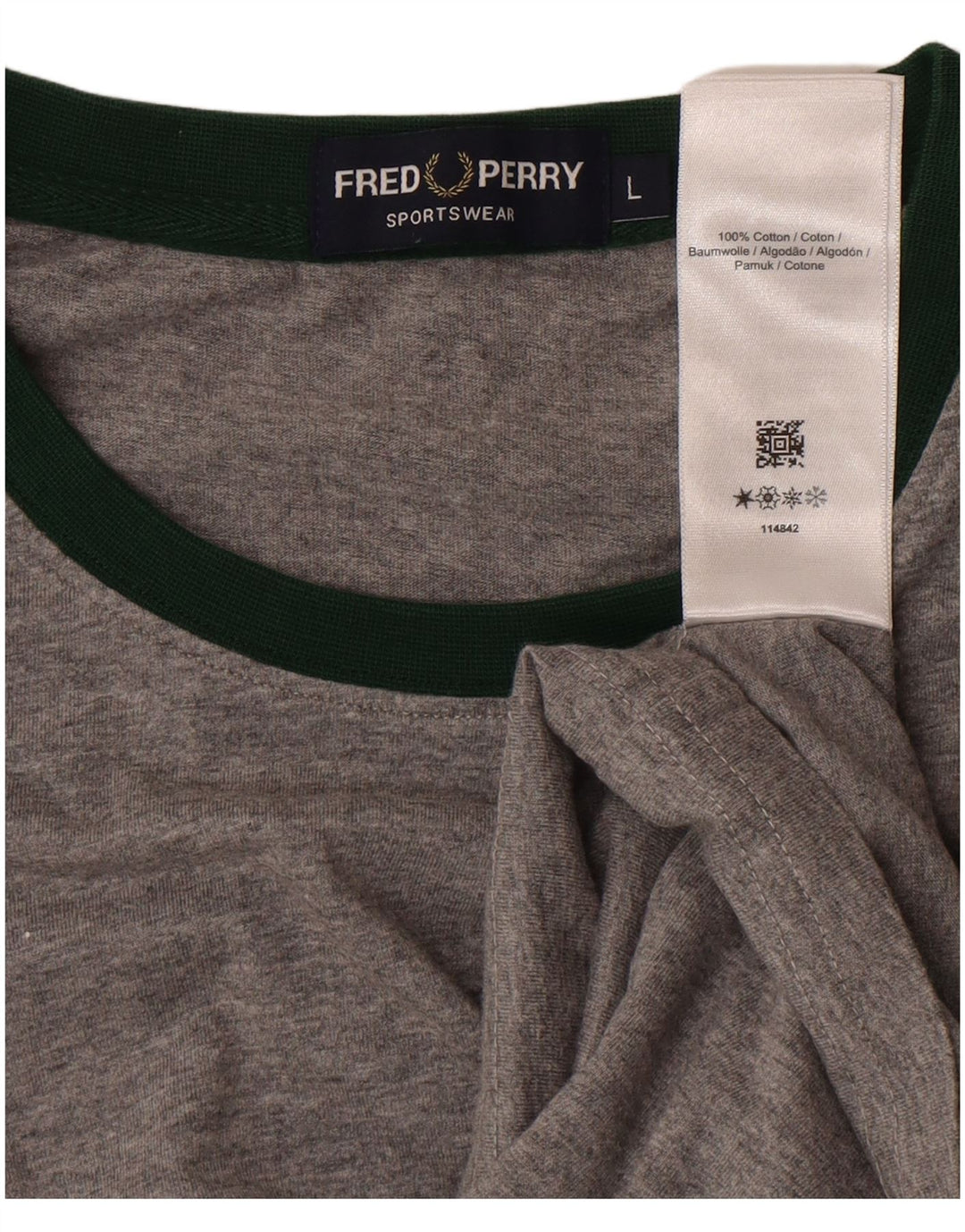 FRED PERRY Mens T-Shirt Top Large Grey Cotton