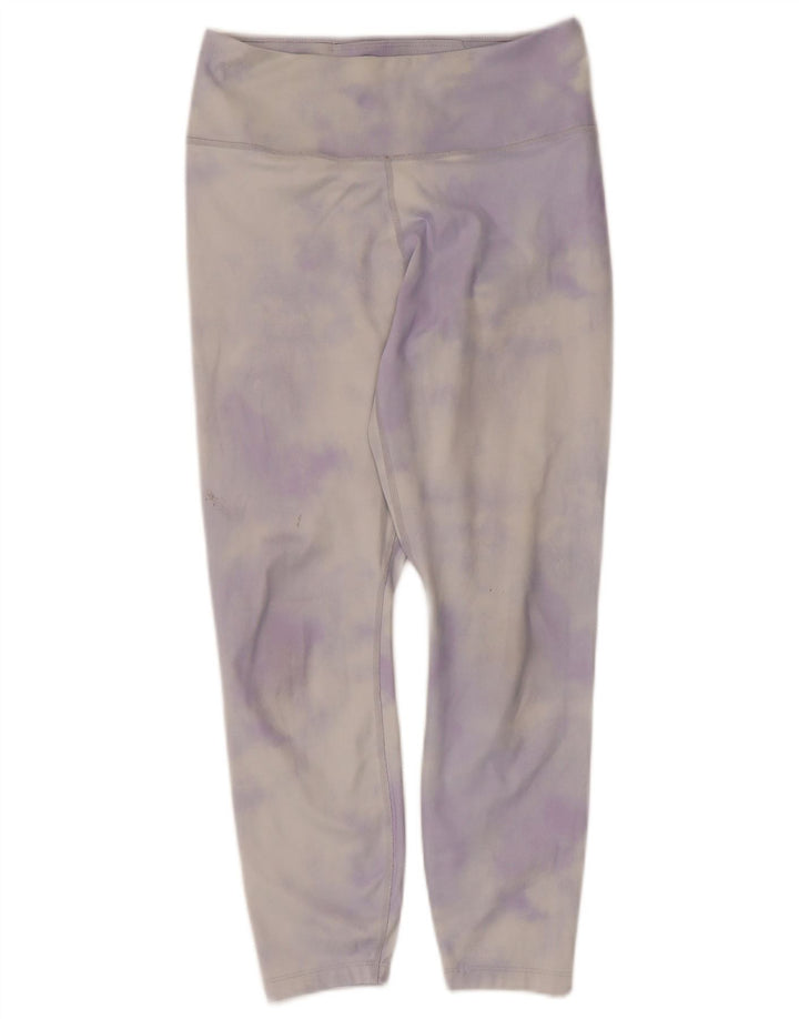 Nike Womens Dri Fit Capri Leggings UK 8 Small Purple Tie Dye Polyester