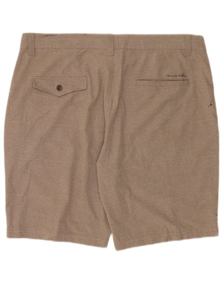 Travis Mathew Mens Chino Shorts W36 Large Beige Check Polyester