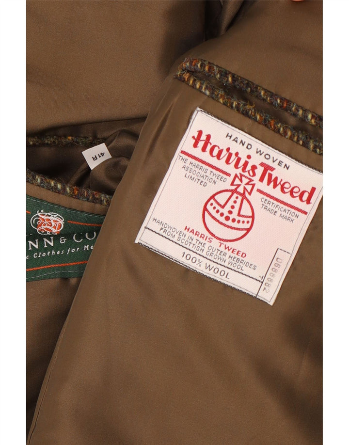 Harris Tweed Mens 3 Button Blazer Jacket IT 41 Large Brown Check Wool