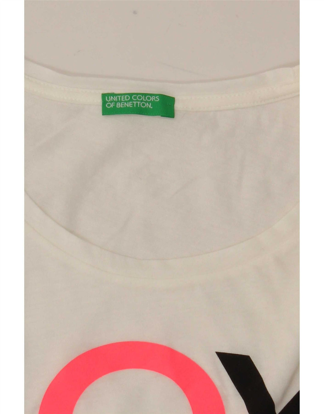 Benetton Womens Graphic T-Shirt Top UK 12 Medium White