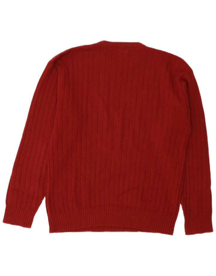 Kappa Mens Crew Neck Jumper Sweater Large Burgundy Wool