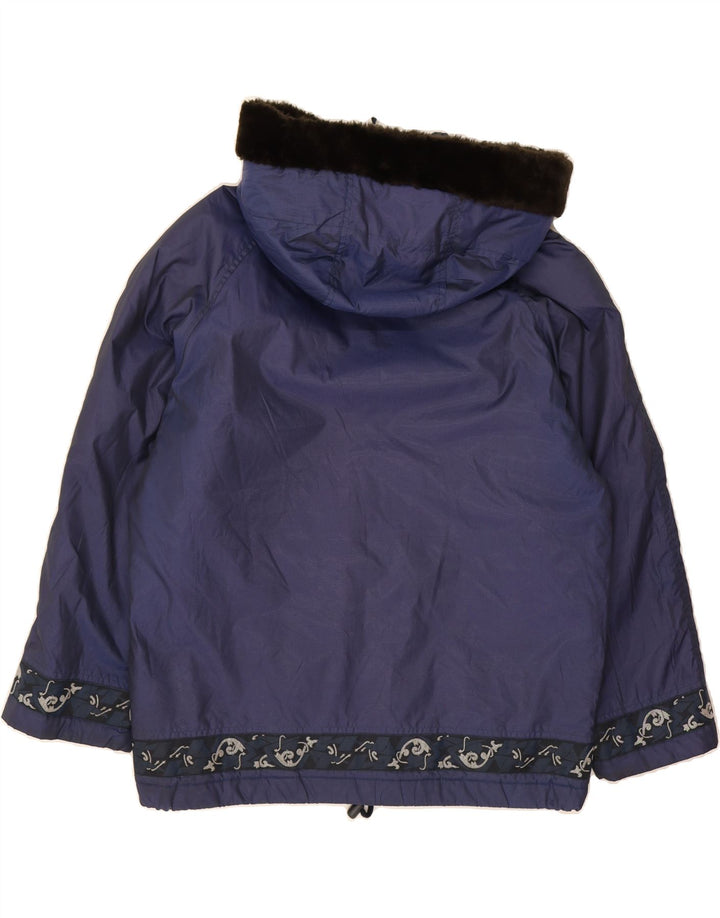 FILA Womens Oversized Hooded Windbreaker Jacket IT 42 Medium Navy Blue Vintage Fila and Second-Hand Fila from Messina Hembry 