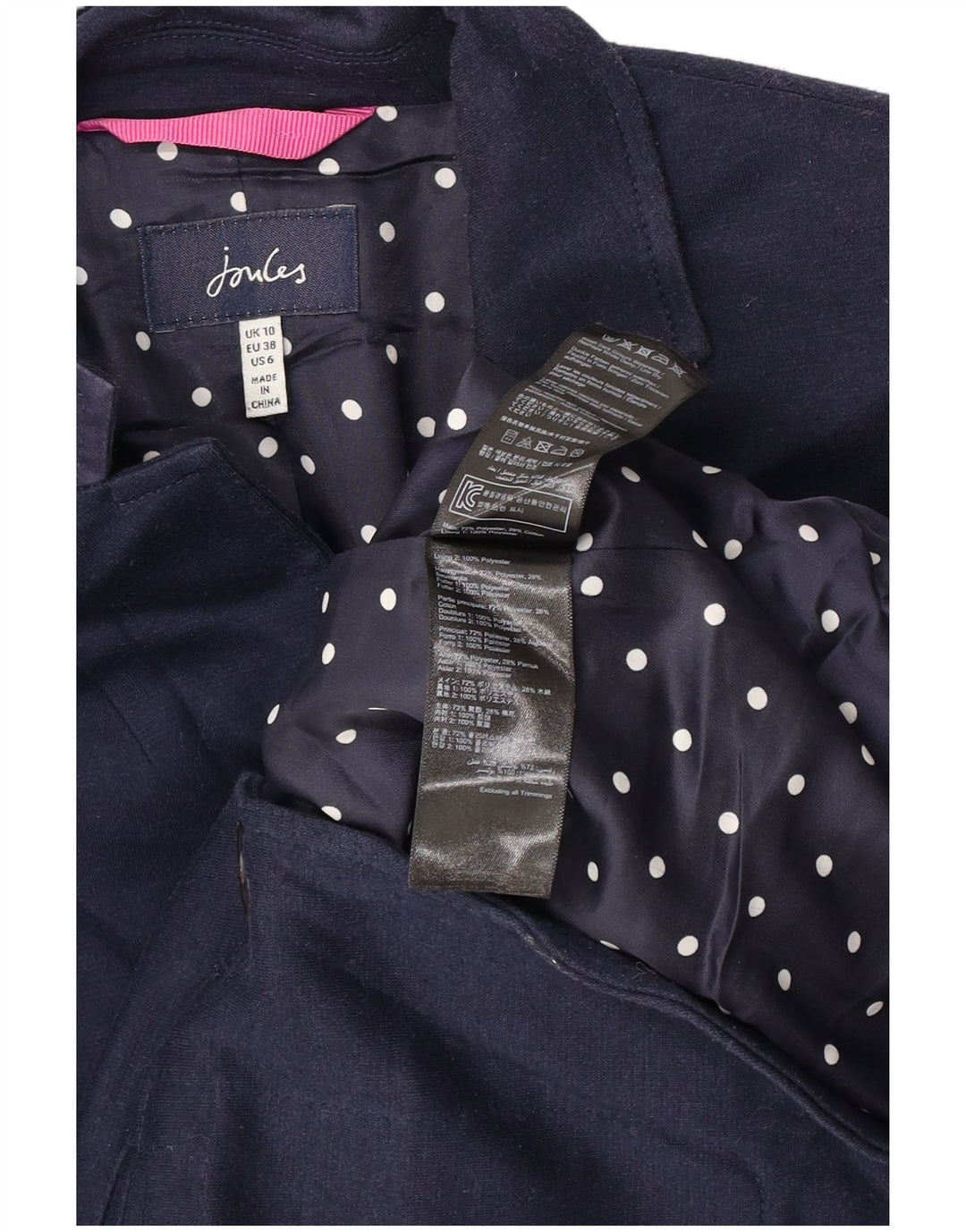 Joules Womens 2 Button Blazer Jacket UK 10 Small Navy Blue Polyester