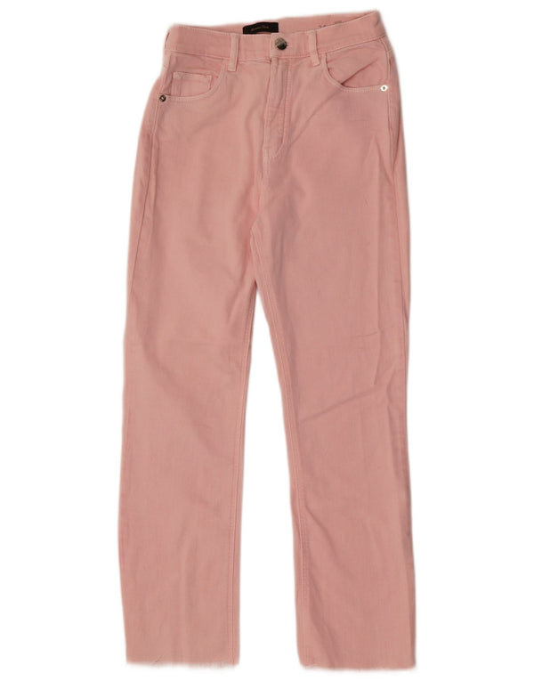 Massimo Dutti Womens Mid Rise Crop Flared Jeans EU 34 2XS W24 L26 Pink