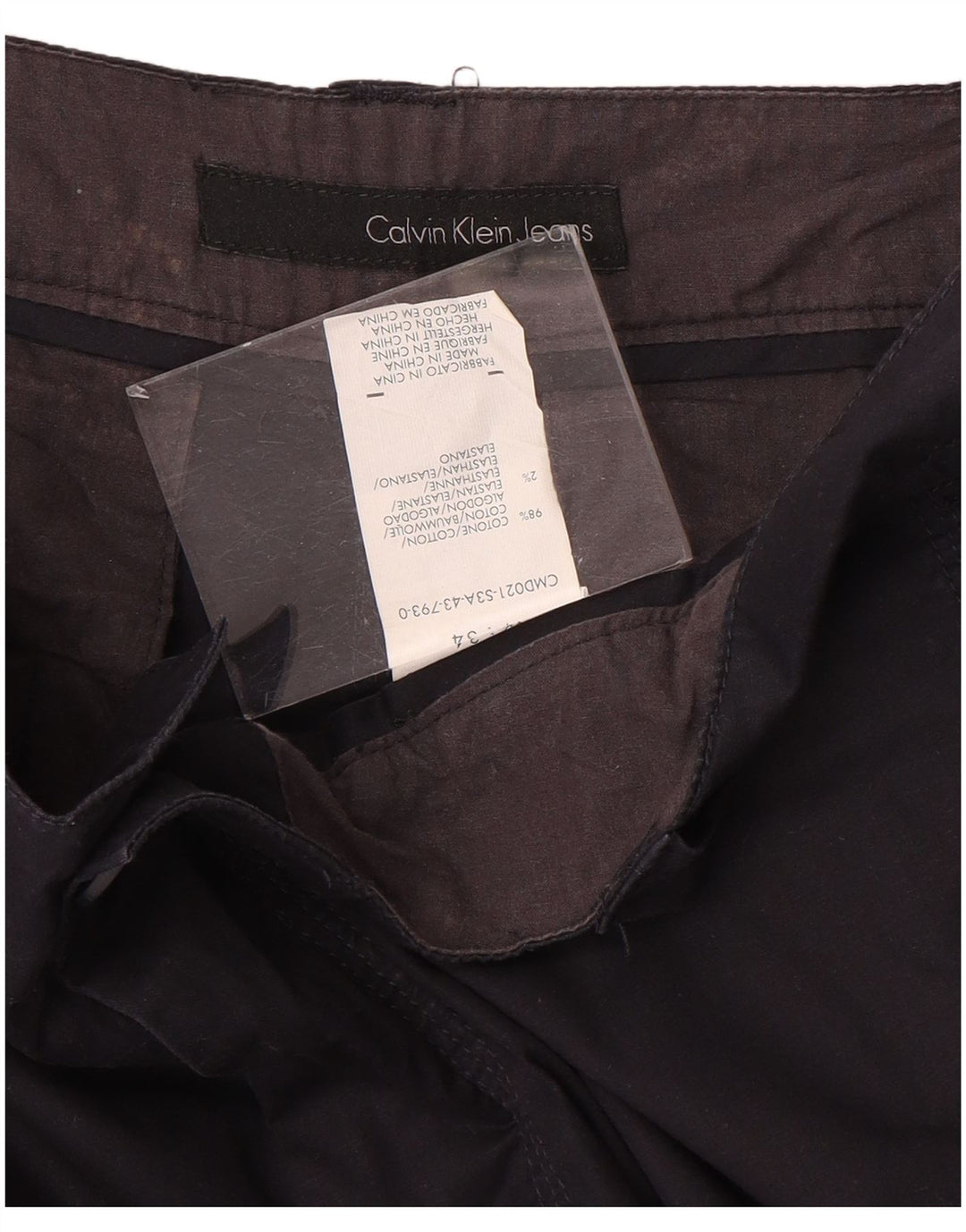 Calvin Klein Mens Cargo Shorts W34 Large Navy Blue Cotton