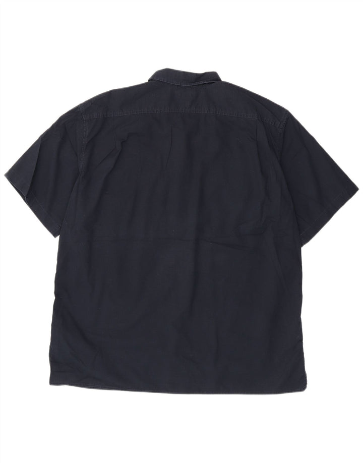 EDDIE BAUER Mens Short Sleeve Classic Fit Shirt XL Navy Blue Cotton