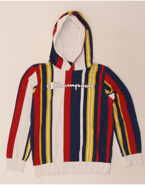 Champion Boys Graphic Hoodie Jumper 11-12 Years Large Multicoloured Striped