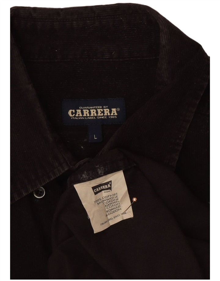 CARRERA Mens Corduroy Shirt Large Black Cotton