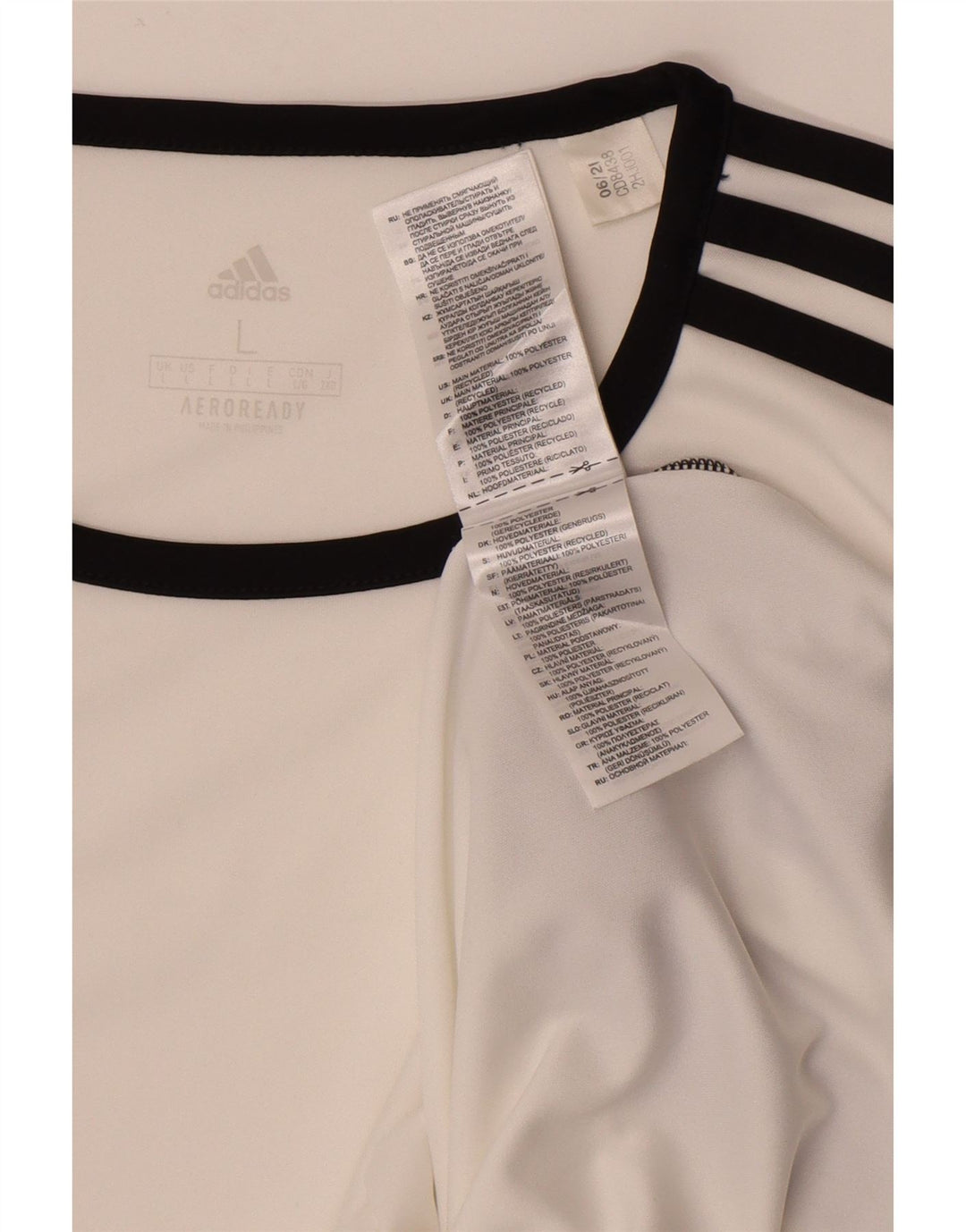 Adidas Mens Aeroready T-Shirt Top Large White Colourblock Polyester