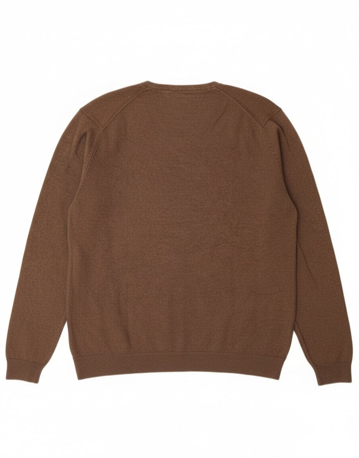 Angelo Litrico Mens V-Neck Jumper Sweater XL Brown Cotton
