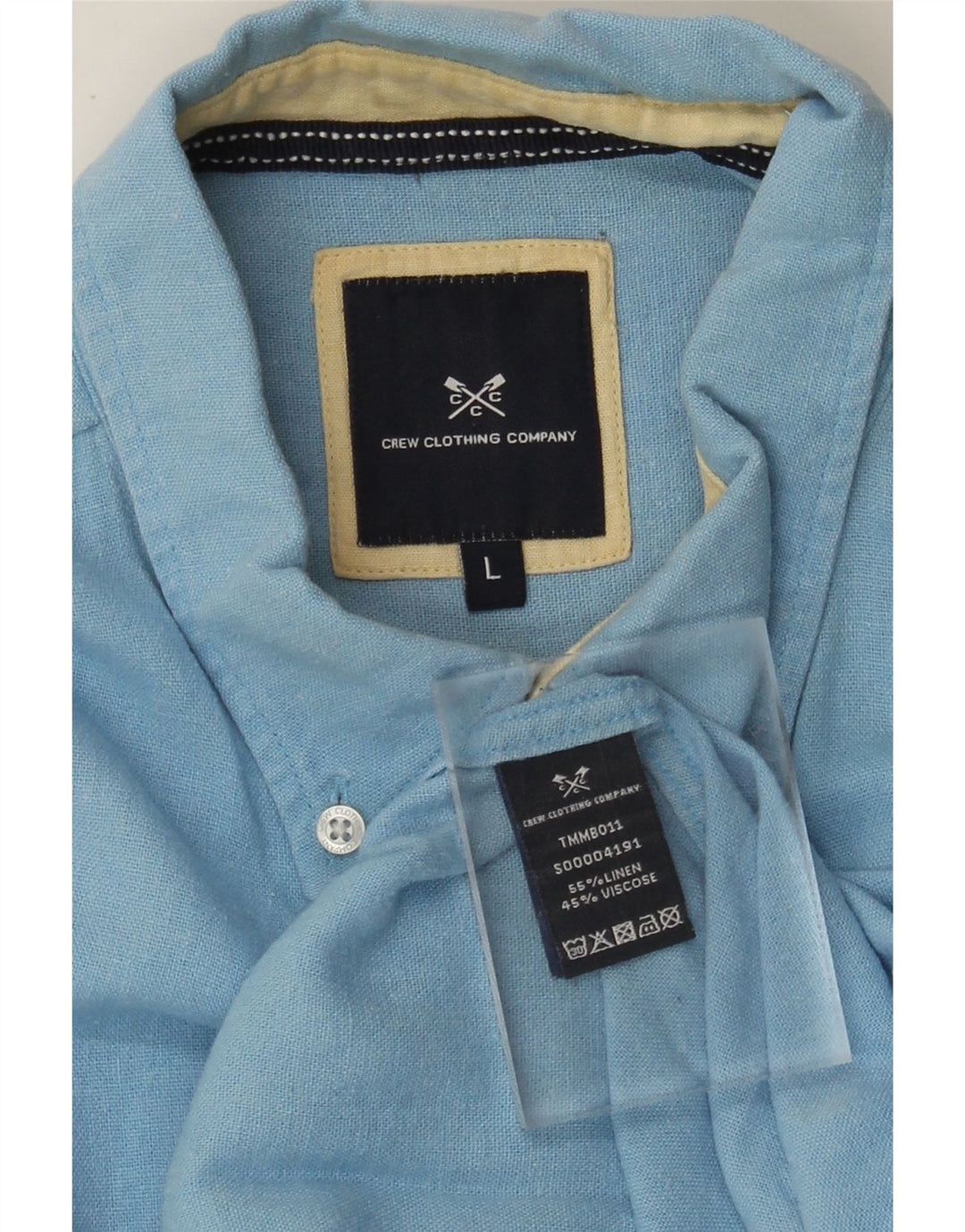 CREW CLOTHING Mens Shirt Large Blue Linen